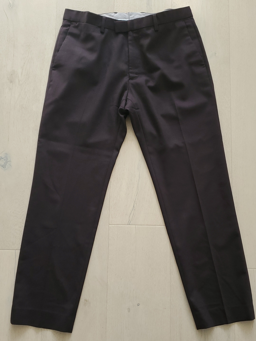 Banana Republic-33x30 Modern Slim Fit Wool Dress Pants, Lined Plum/Tobacco Color